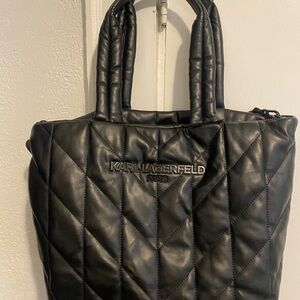Karl Lagerfeld Black Quilted Puffer Top-Handle Tote